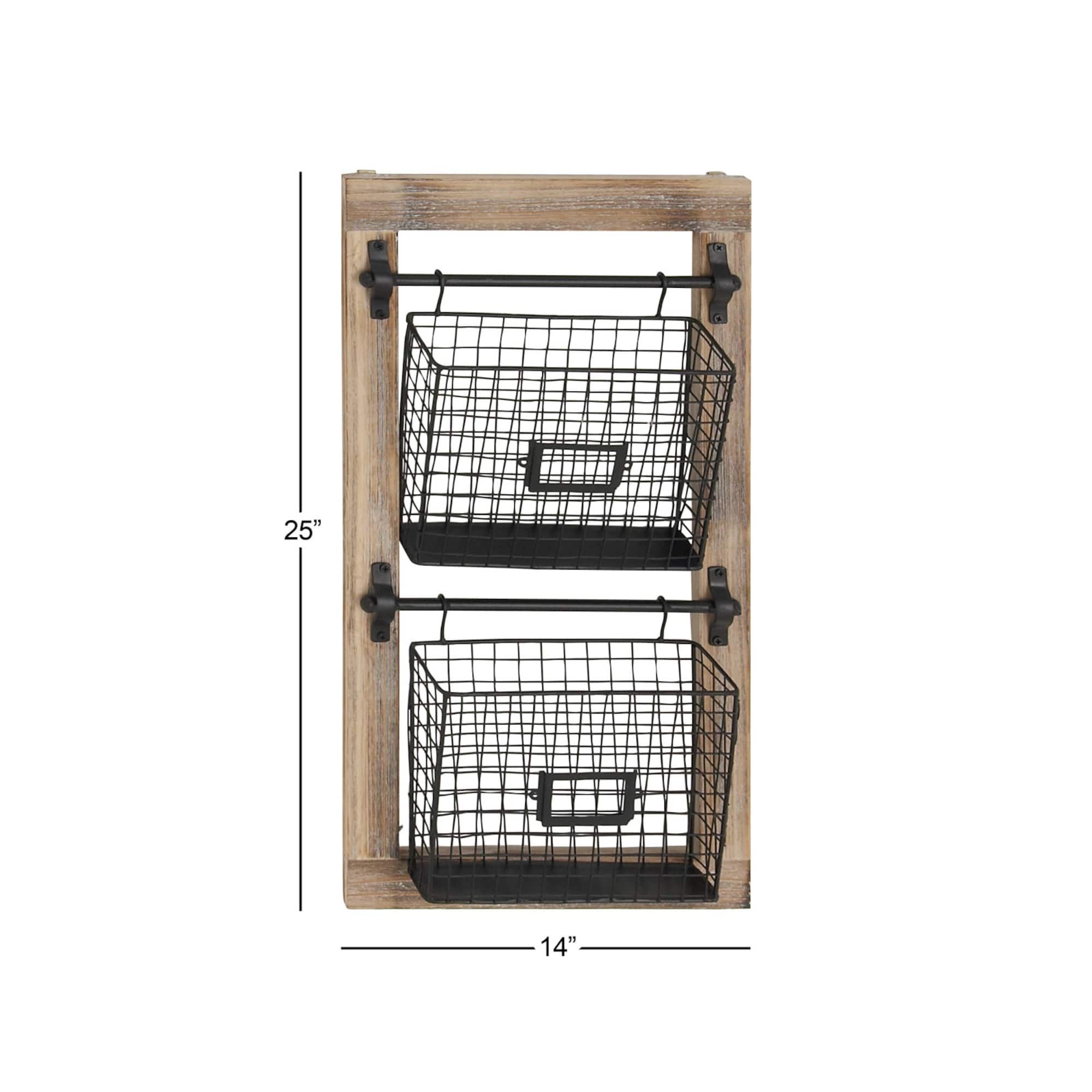 25" Black Metal Farmhouse Magazine Rack Holder